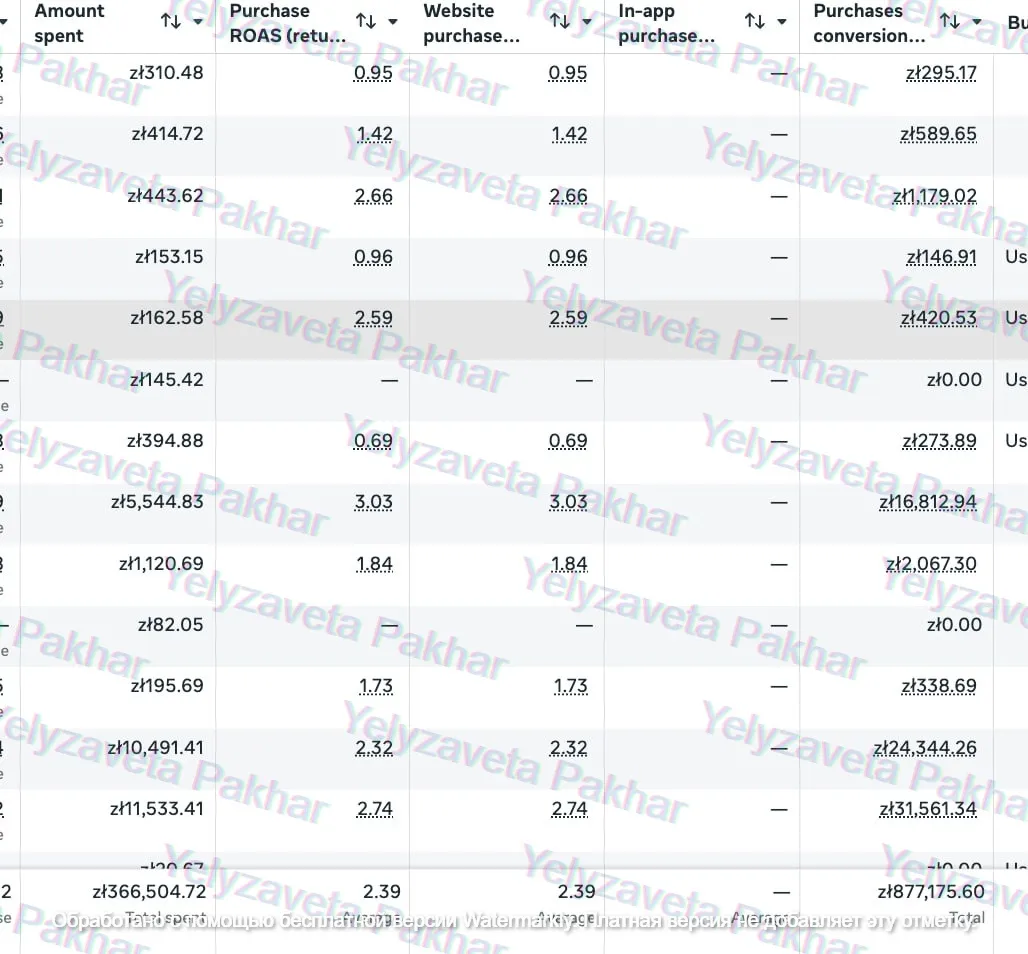Ad account screenshot: italy ads dashboard